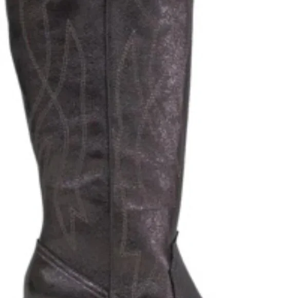 Jellypop Women's Festival Western Tall Boots Cowgirl Gunmetal Metallic Size 7.5 - Picture 2 of 5